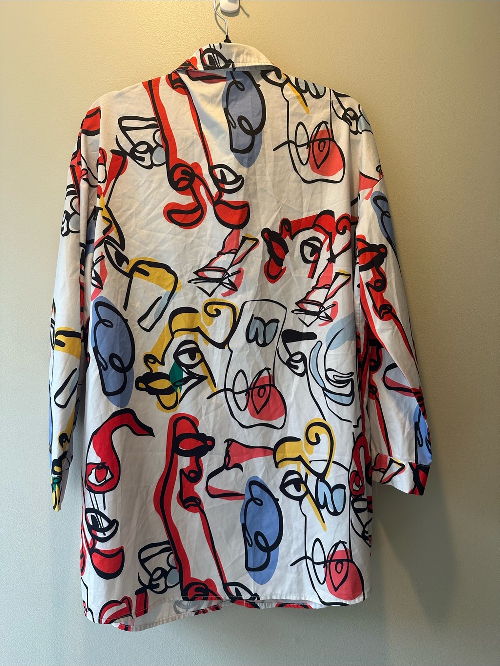 SHEIN Size S White Button-Up Shirt with Colorful Bold Abstract Print - Picture 6 of 6